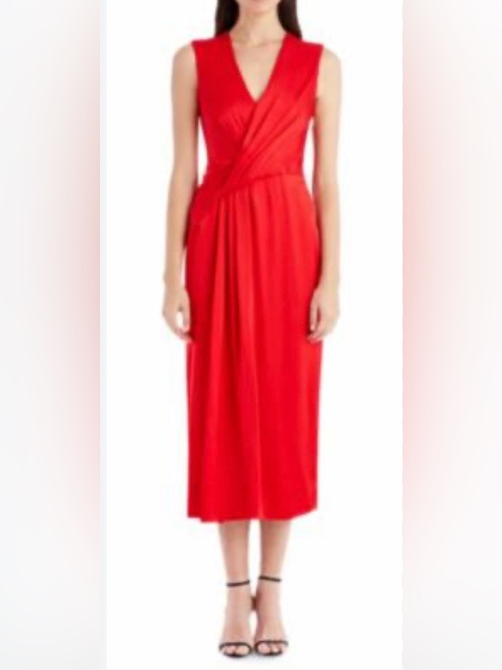 JASON WU Sleeveless Red Draped V-Neck Front Crepe Cocktail Dress (Size 2)-$1,895